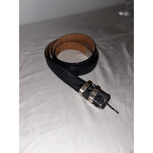 Belts.Com Black Croc Embossed Italian Calfskin Belt Sz 52 1” Grey main image 4